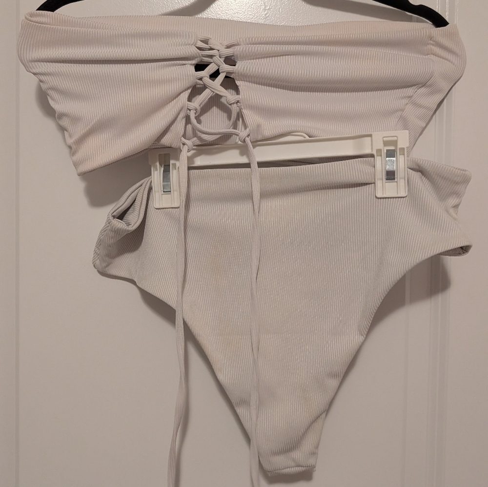White Textured Swimsuit